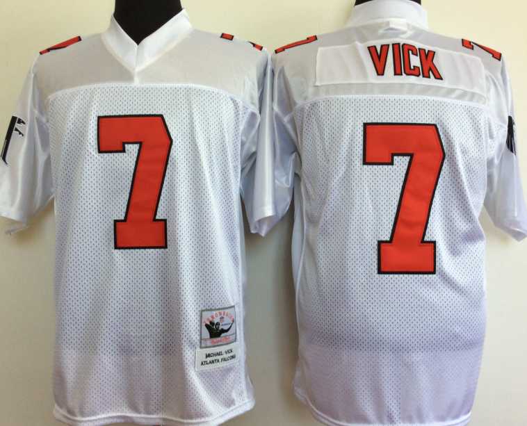 Falcons 7 Michael Vick White M&N Throwback Jersey->nfl m&n throwback->NFL Jersey